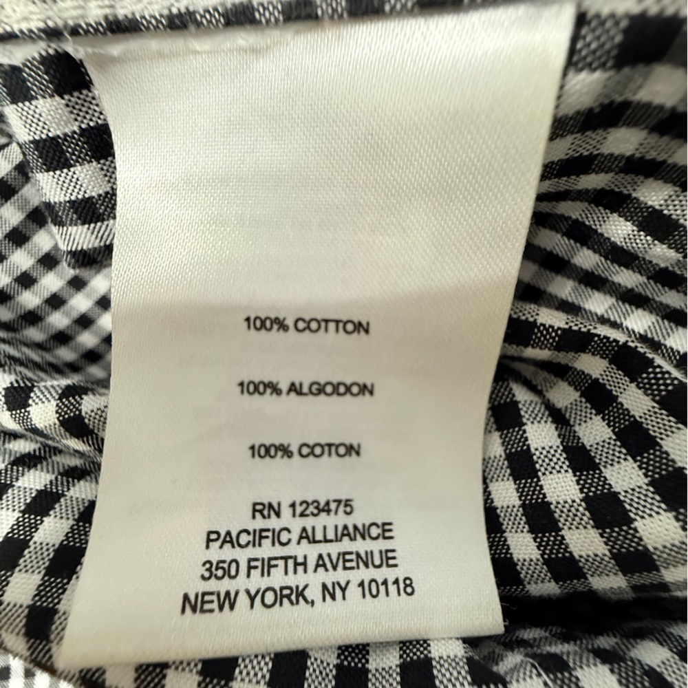 #1)  100% Cotton Jones New York Black and White Checkered Sleeveless Top - Picture 5 of 6